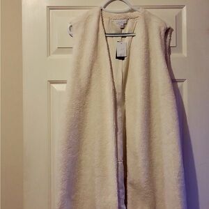 J. JILL Off-White Beige Sleeveless Long Vest Women's XL NWT!